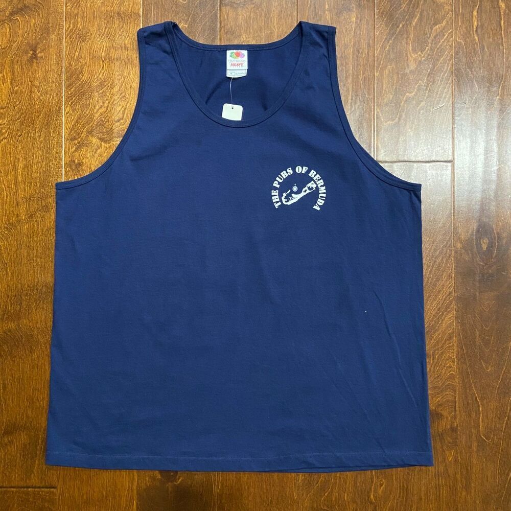 Fruit Of The Loom Vintage Pubs Of Bermuda Navy Tank Top Men's NWT Size XL - Picture 2 of 8